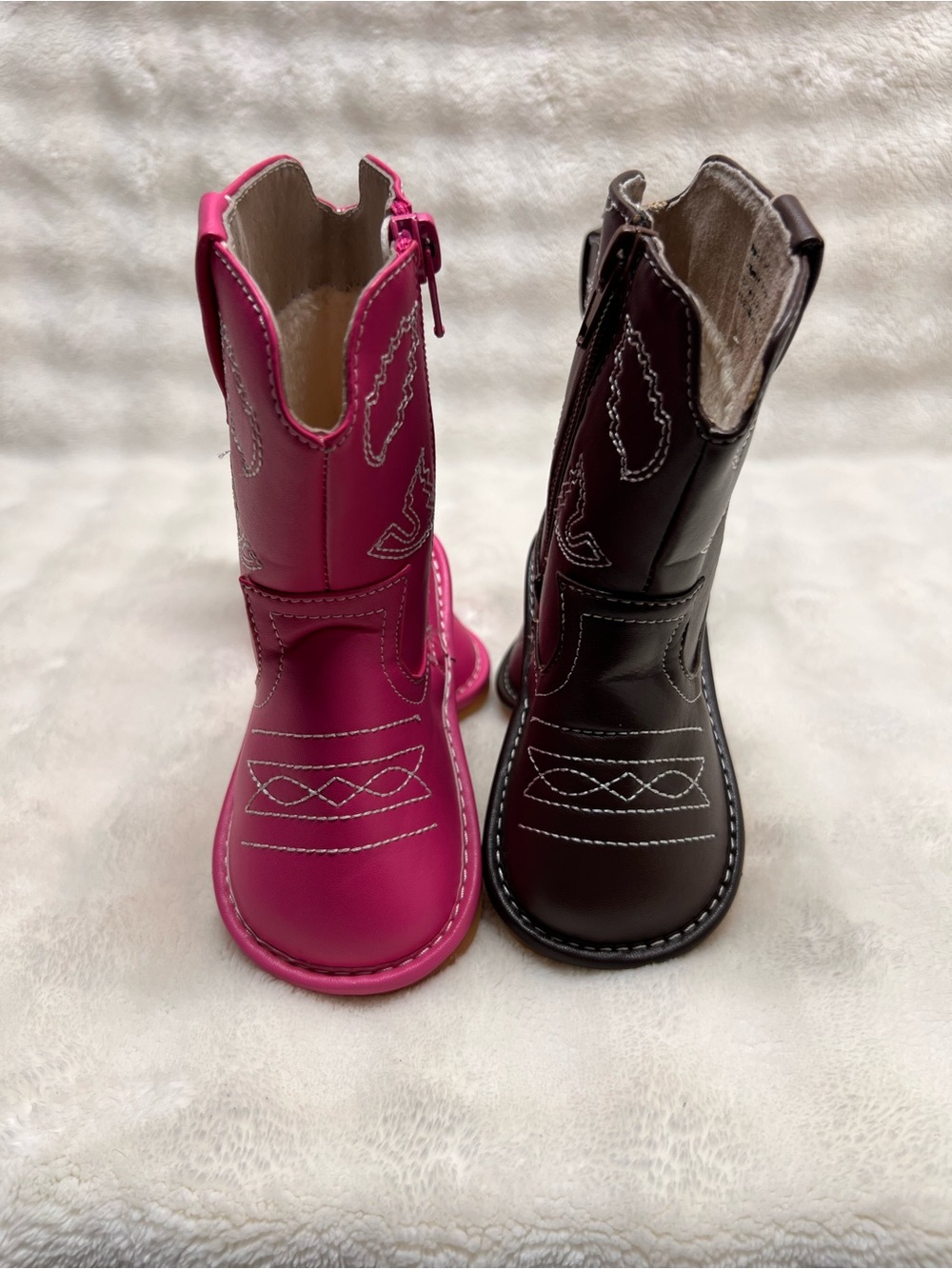 Alligator Brand-Kids Western Zip-Up Boots in Pink and Brown-  Price is for both.